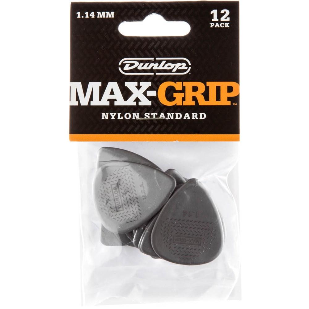 Jim Dunlop Nylon Max Grip Standard Guitar Picks 1.14mm 12 Pack in Grey