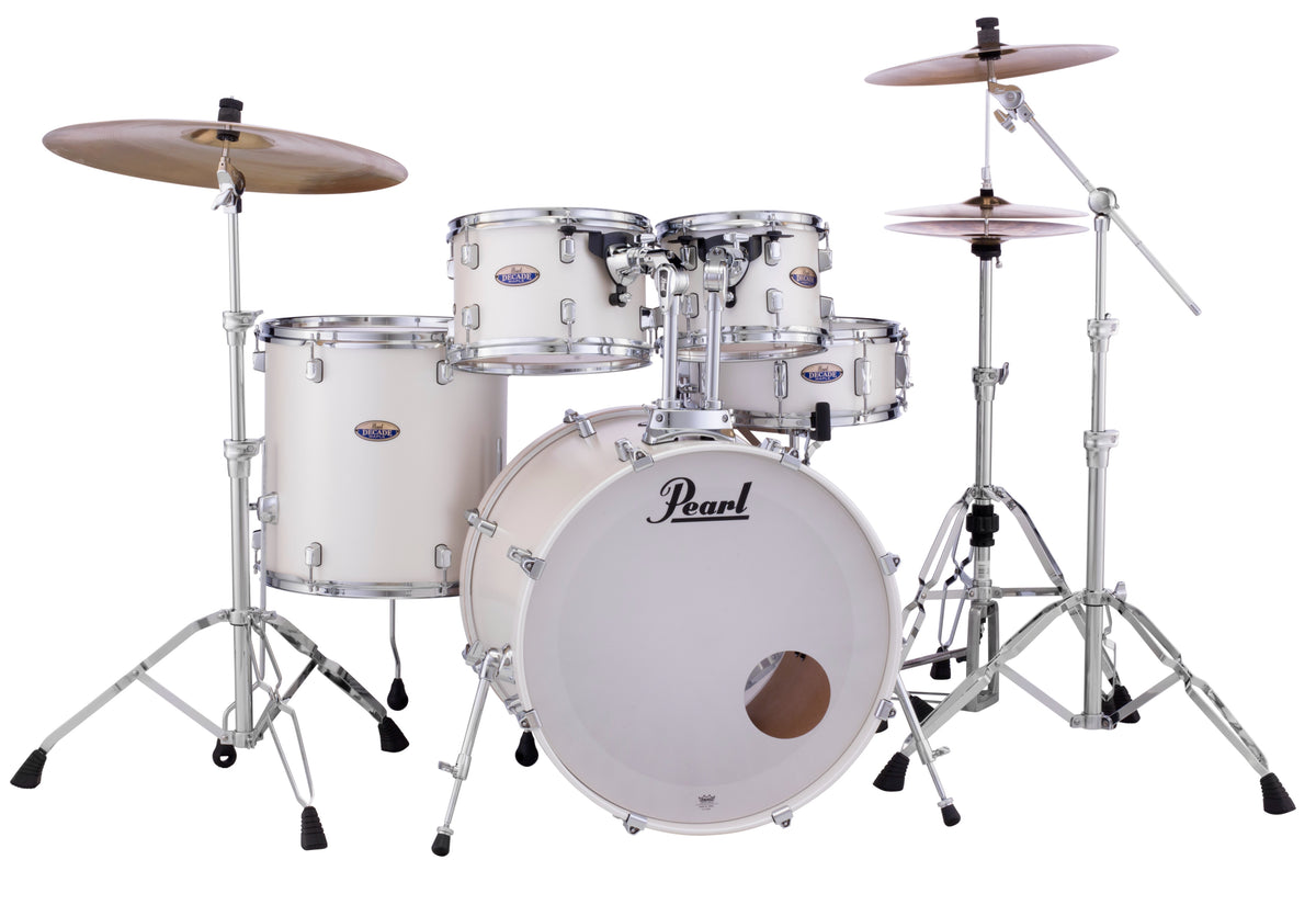 Pearl Decade Maple 22 Fusion Plus 5-Piece Drum Kit in White Satin Pearl