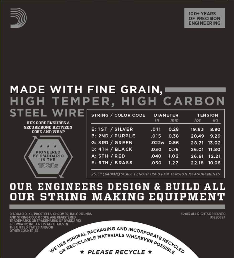 D'Addario ECG24 Chromes Flat Wound Electric Guitar Strings Jazz Light 11-50 Gauge