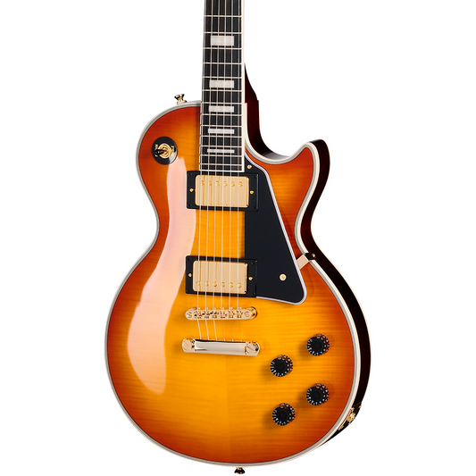 Epiphone Les Paul Custom Figured Inc Electric Guitar in Iced Tea Burst