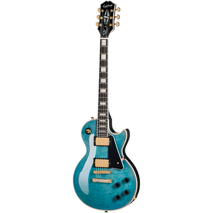 Epiphone Les Paul Custom Quilt Inc Electric Guitar in Ocean Blue Burst