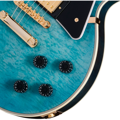 Epiphone Les Paul Custom Quilt Inc Electric Guitar in Ocean Blue Burst
