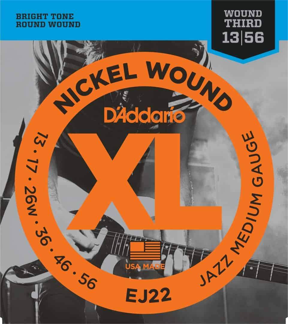 D'Addario EJ22 Nickel Wound Electric Guitar Strings Jazz Medium 13-56 Gauge