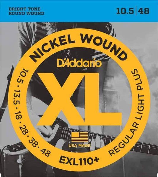 D'Addario EXL110+ Nickel Wound Electric Guitar Strings Regular Light Plus 10.5-48 Gauge