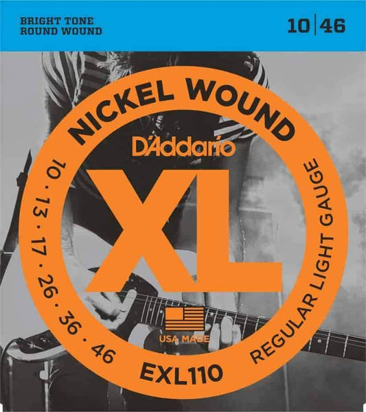 D'Addario EXL110 Nickel Wound Electric Guitar Strings Regular Light 10-46 Gauge