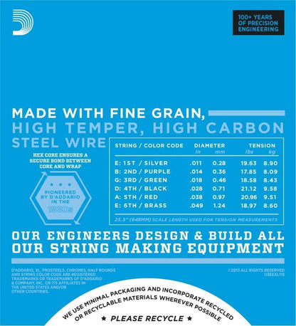 D'Addario EXL115 Nickel Wound Electric Guitar Strings Medium 11-49 Gauge