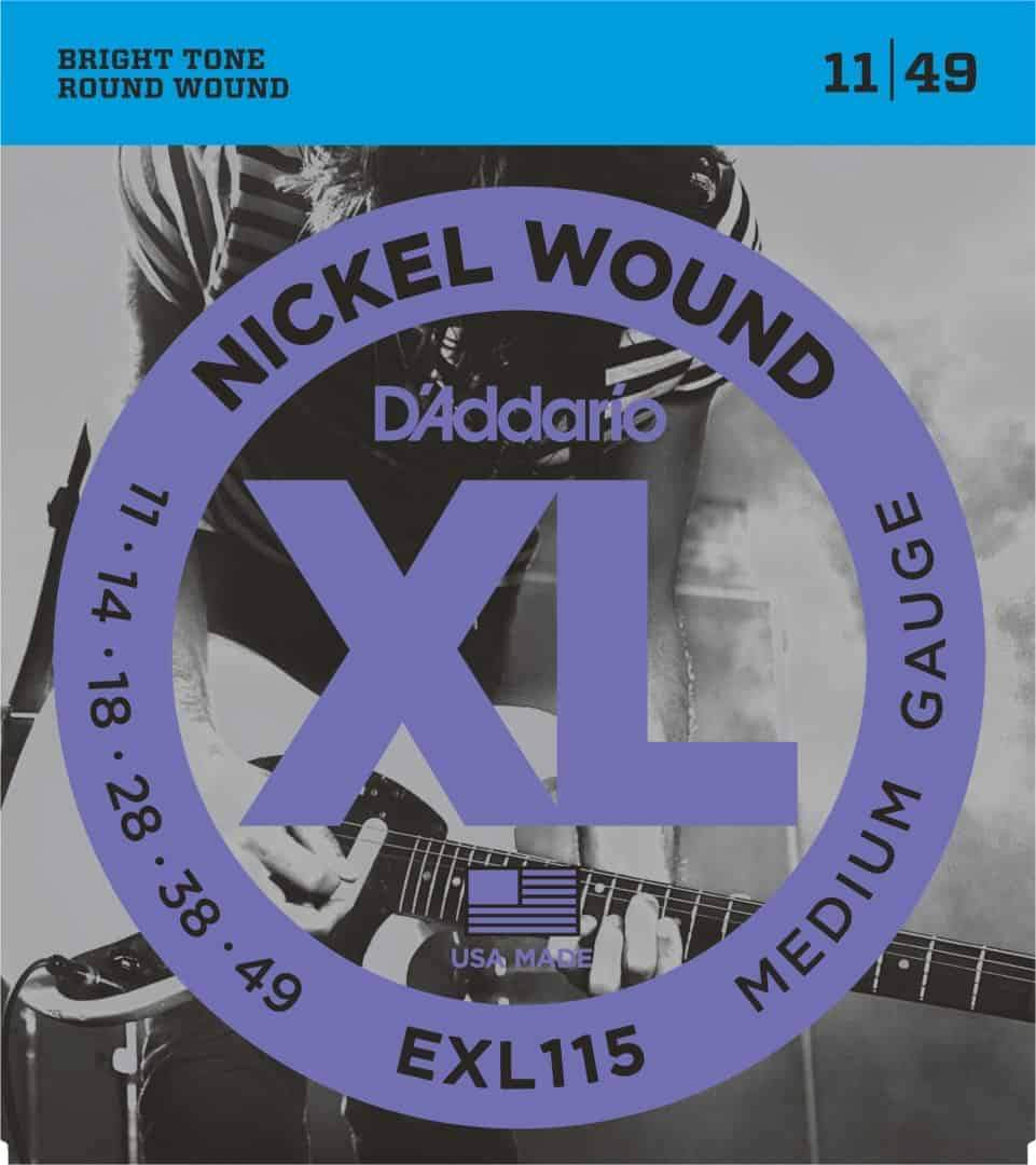 D'Addario EXL115 Nickel Wound Electric Guitar Strings Medium 11-49 Gauge