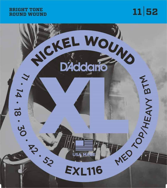 D'Addario EXL116 Nickel Wound Electric Guitar Strings Medium Top Heavy Bottom 11-52 Gauge