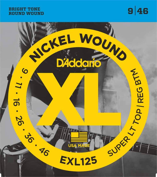 D'Addario EXL125 Nickel Wound Electric Guitar Strings Super Light Top Regular Bottom 9-46 Gauge
