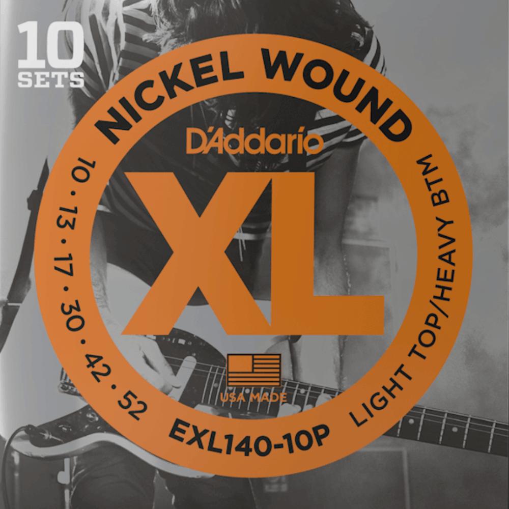 D'Addario EXL140 10P Nickel Wound 10 sets Electric Guitar Strings Light Top Heavy Bottom 10-52 Gauge