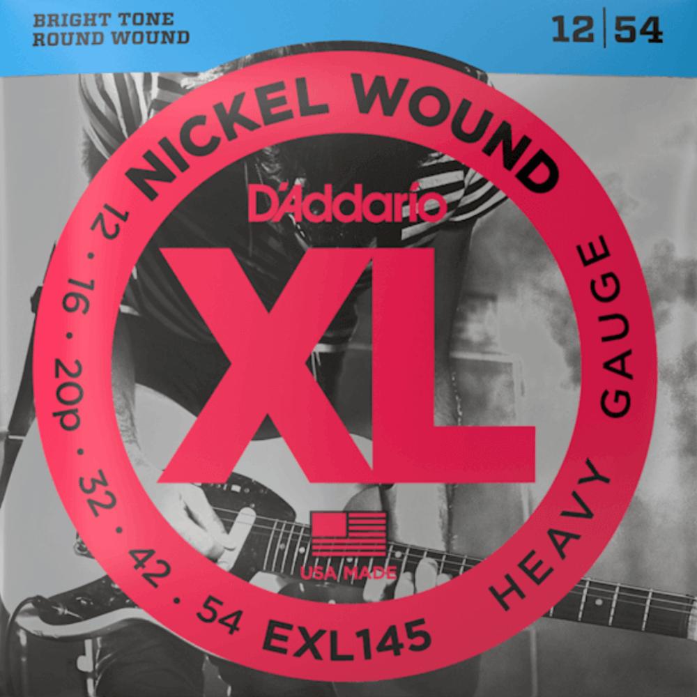 D'Addario EXL145 Nickel Wound Heavy Plain 3rd Electric Guitar Strings 12-54 Gauge