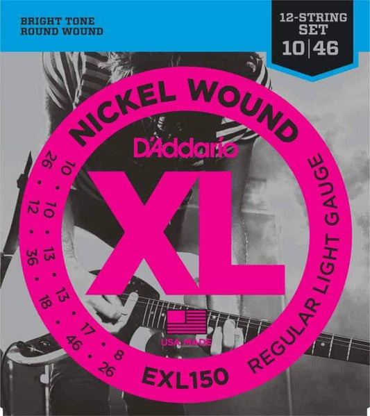 D'Addario EXL150 Nickel Wound 12 String Electric Guitar Strings Regular Light 10-46 Gauge