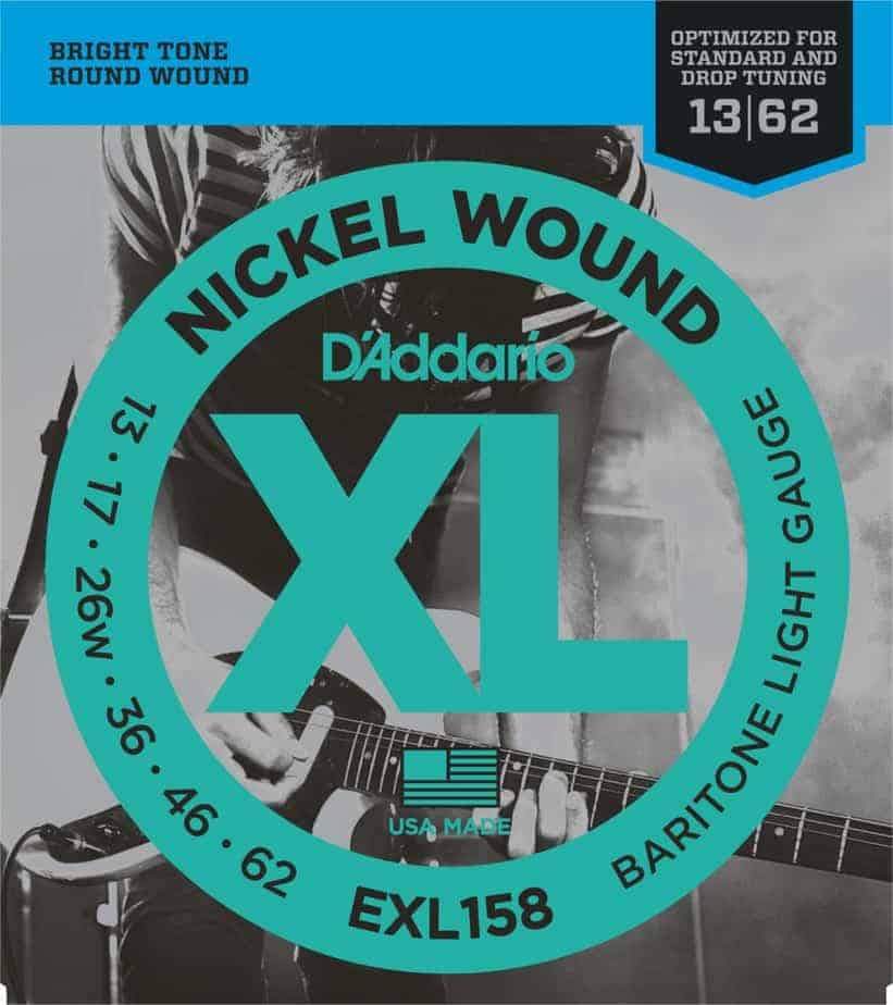 D'Addario EXL158 Nickel Wound Electric Guitar Strings Baritone Light 13-62 Gauge