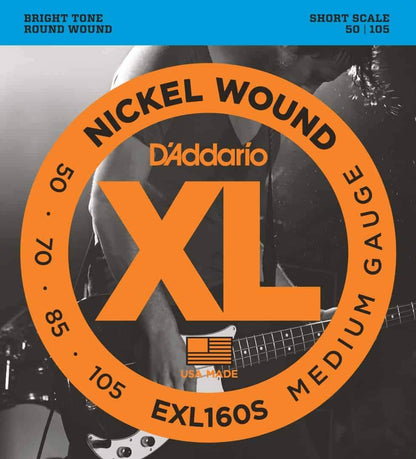 D'Addario EXL160S Nickel Wound Medium Short Scale Bass Strings 50-105 Gauge