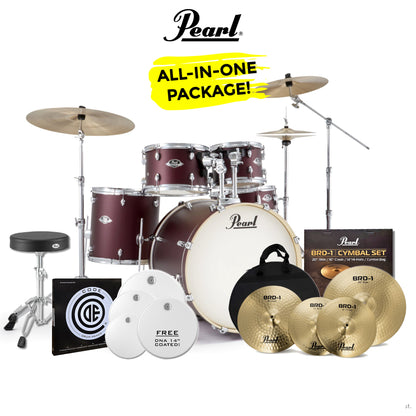 Pearl EXX Export Plus 22" Fusion Kit Package in Satin Scarlet