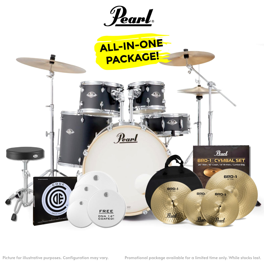 Pearl Export Plus 5-Piece Fusion Plus Drum Kit with Cymbal Pack in Graphite Slate