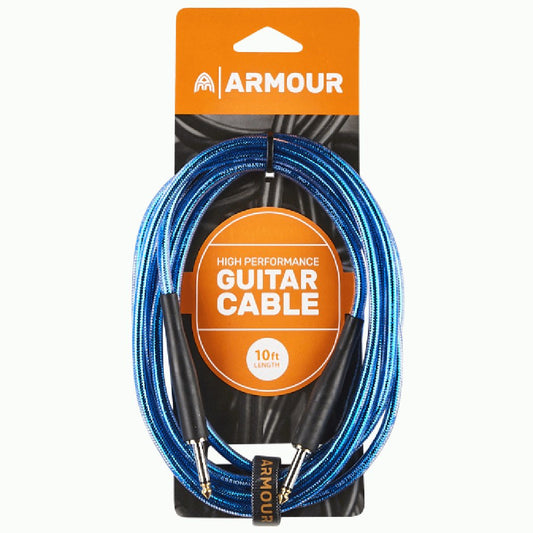 Armour GC10B 10 Foot Guitar Lead in Transparent Blue