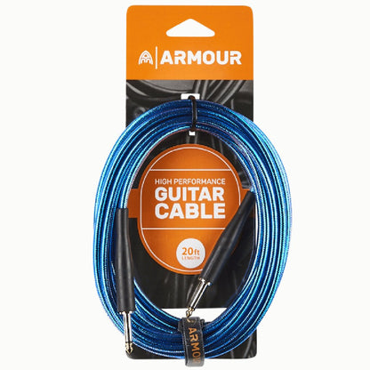 Armour GC20B 20 Foot Guitar Lead in Transparent Blue