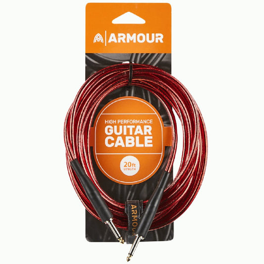 Armour GC20R 20 Foot Guitar Lead in Transparent Red