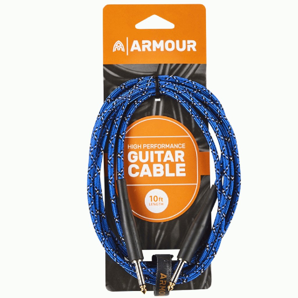 Armour GW10P 10 Foot Guitar Lead in Woven Blue Python