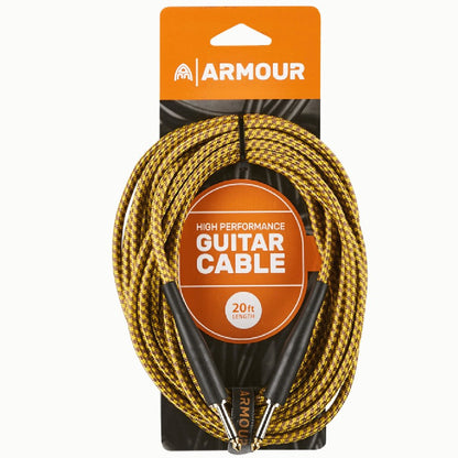 Armour GW20G 20 Foot Guitar Lead in Woven Gold Rope