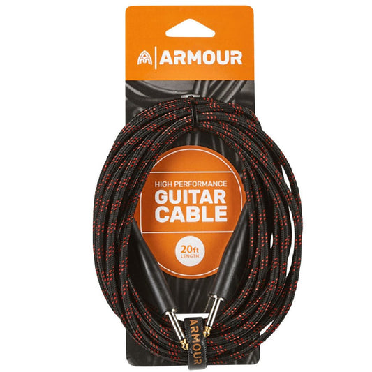 Armour GW20R 20 Foot Guitar Lead in Woven Red Stripe