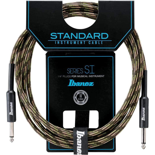 Ibanez SI10 10ft Woven Guitar Cable in Camo Green