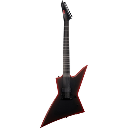 ESP LTD EXL-7 Black Metal 7-String Baritone Electric Guitar in Black Red Burst Satin