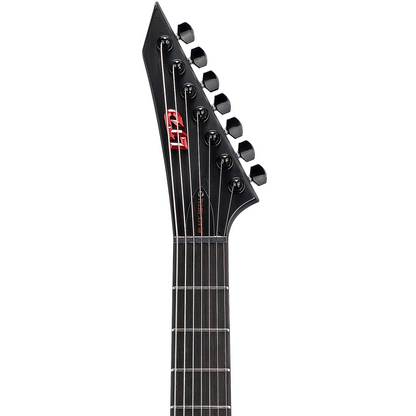 ESP LTD EXL-7 Black Metal 7-String Baritone Electric Guitar in Black Red Burst Satin