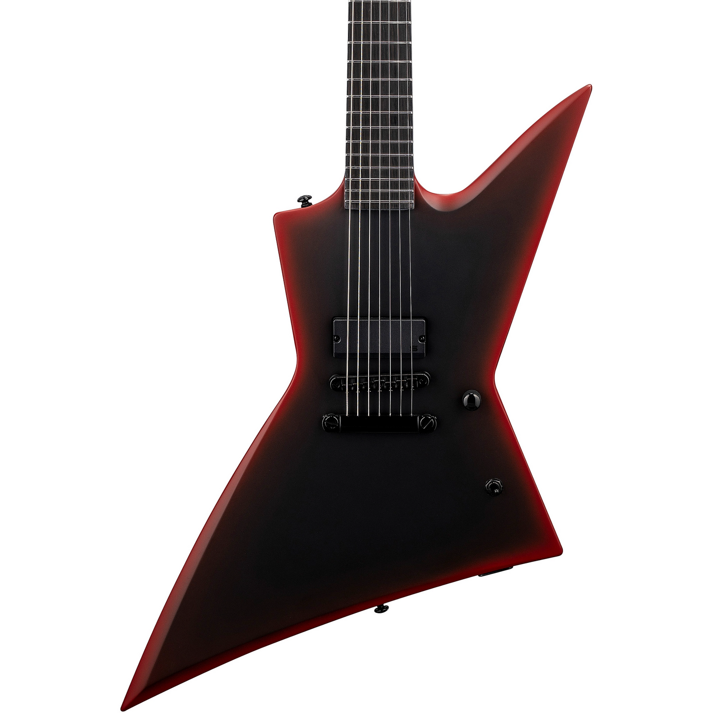 ESP LTD EXL-7 Black Metal 7-String Baritone Electric Guitar in Black Red Burst Satin