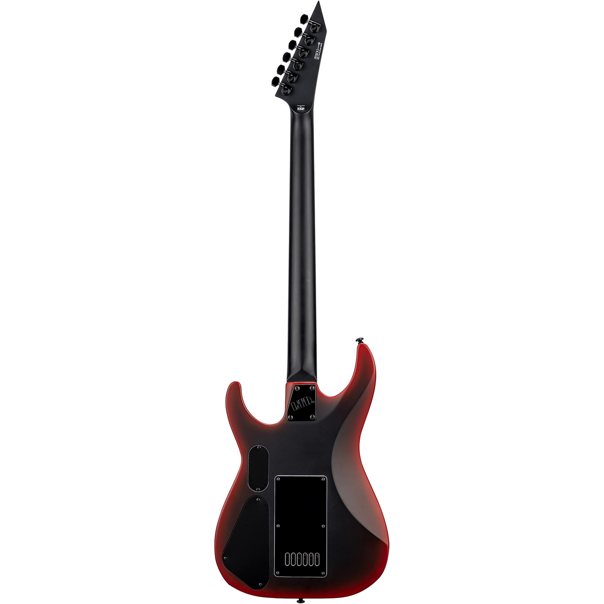 ESP LTD M-6 EverTune 30 Black Metal Baritone Electric Guitar in Black Red Burst Satin
