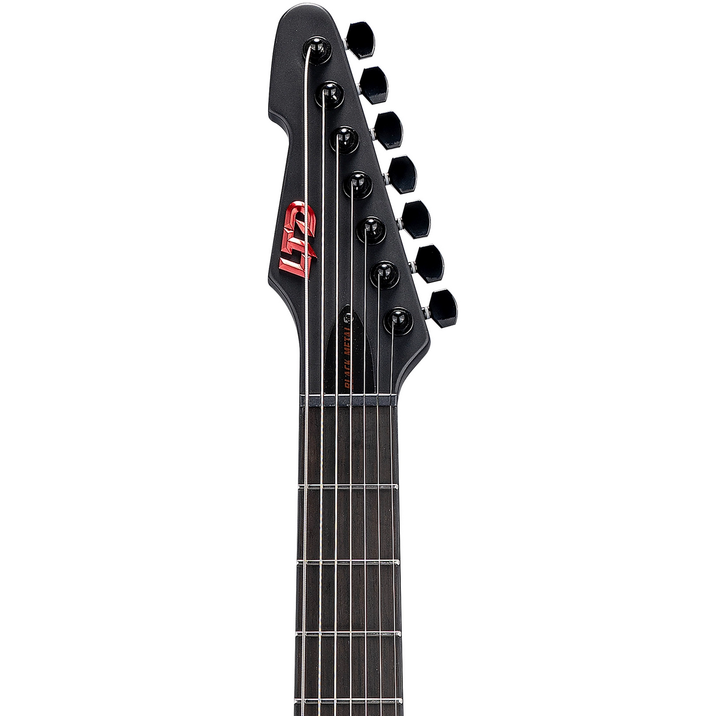 ESP LTD Phoenix-7 Black Metal 7-String Baritone Electric Guitar in Black Red Burst Satin