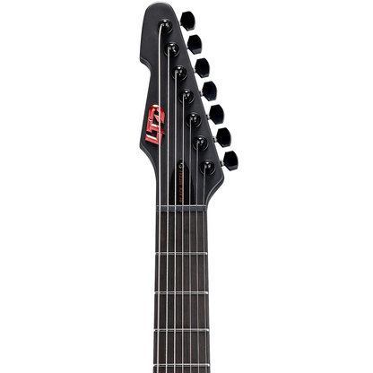 ESP LTD Phoenix-7 Black Metal 7-String Baritone Electric Guitar in Black Red Burst Satin