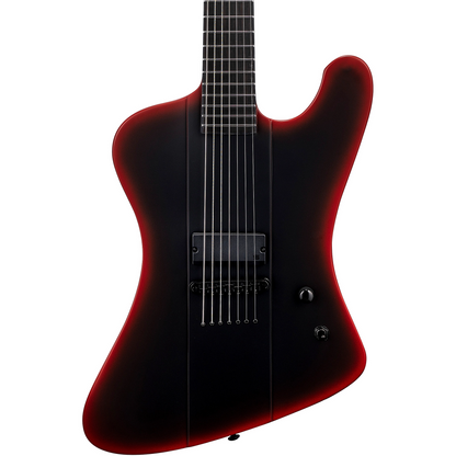 ESP LTD Phoenix-7 Black Metal 7-String Baritone Electric Guitar in Black Red Burst Satin
