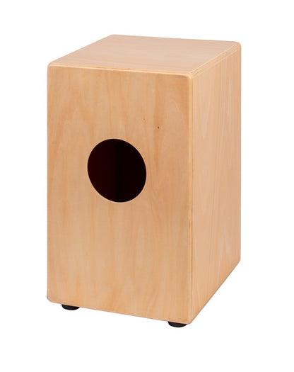 Mano Percussion Wooden Cajon in Natural and Striped Ebony Veneer Front