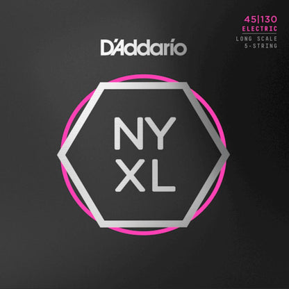 D'Addario NYXL45130 Nickel Wound Regular Light Long Scale 5-String Bass Strings 45-130 Gauge