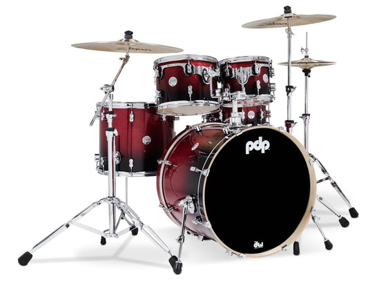PDP Concept Maple 22 5 Piece Shell Pack in Red to Black Fade