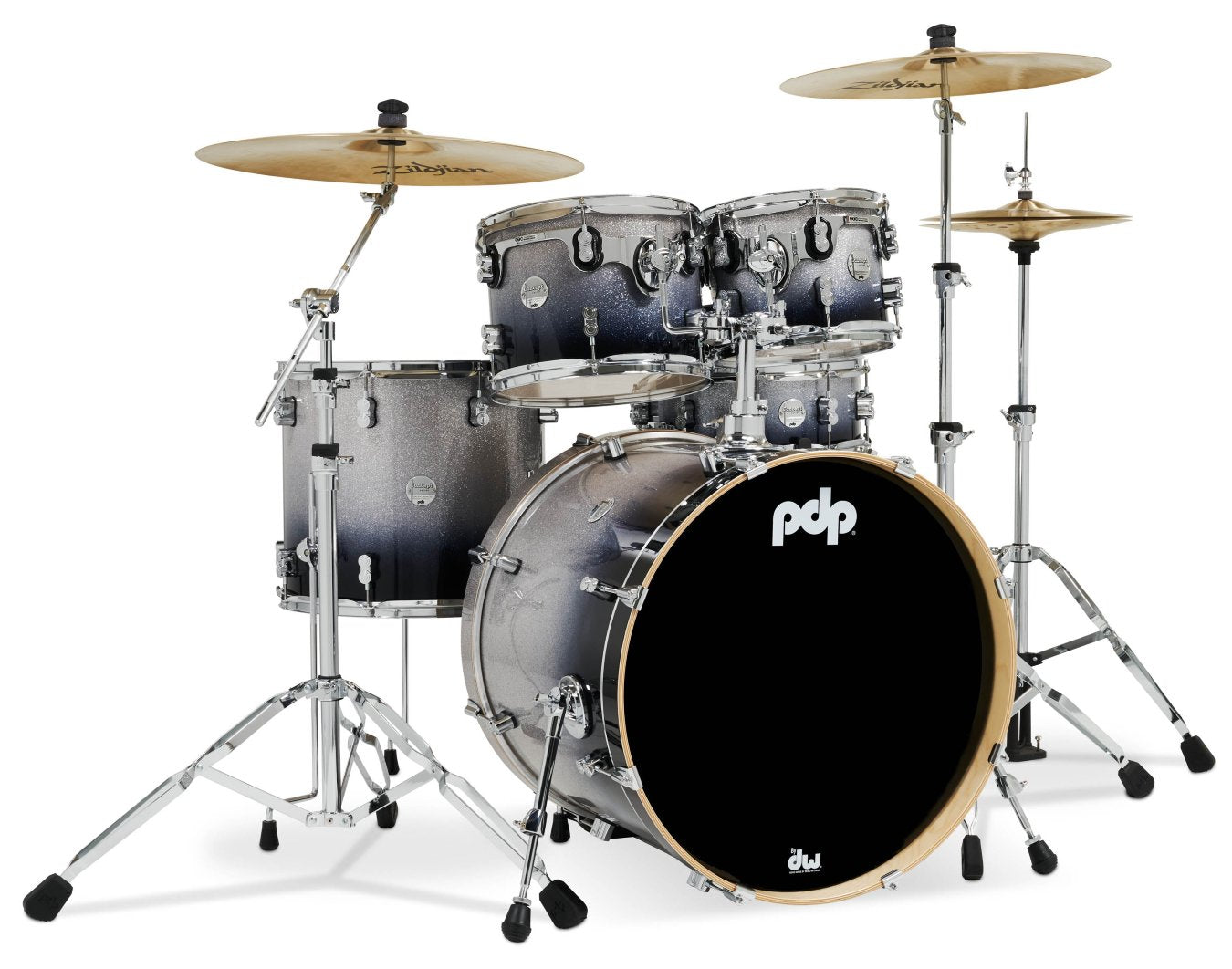 PDP Concept Maple 22 5 Piece Shell Pack in Silver to Black Fade