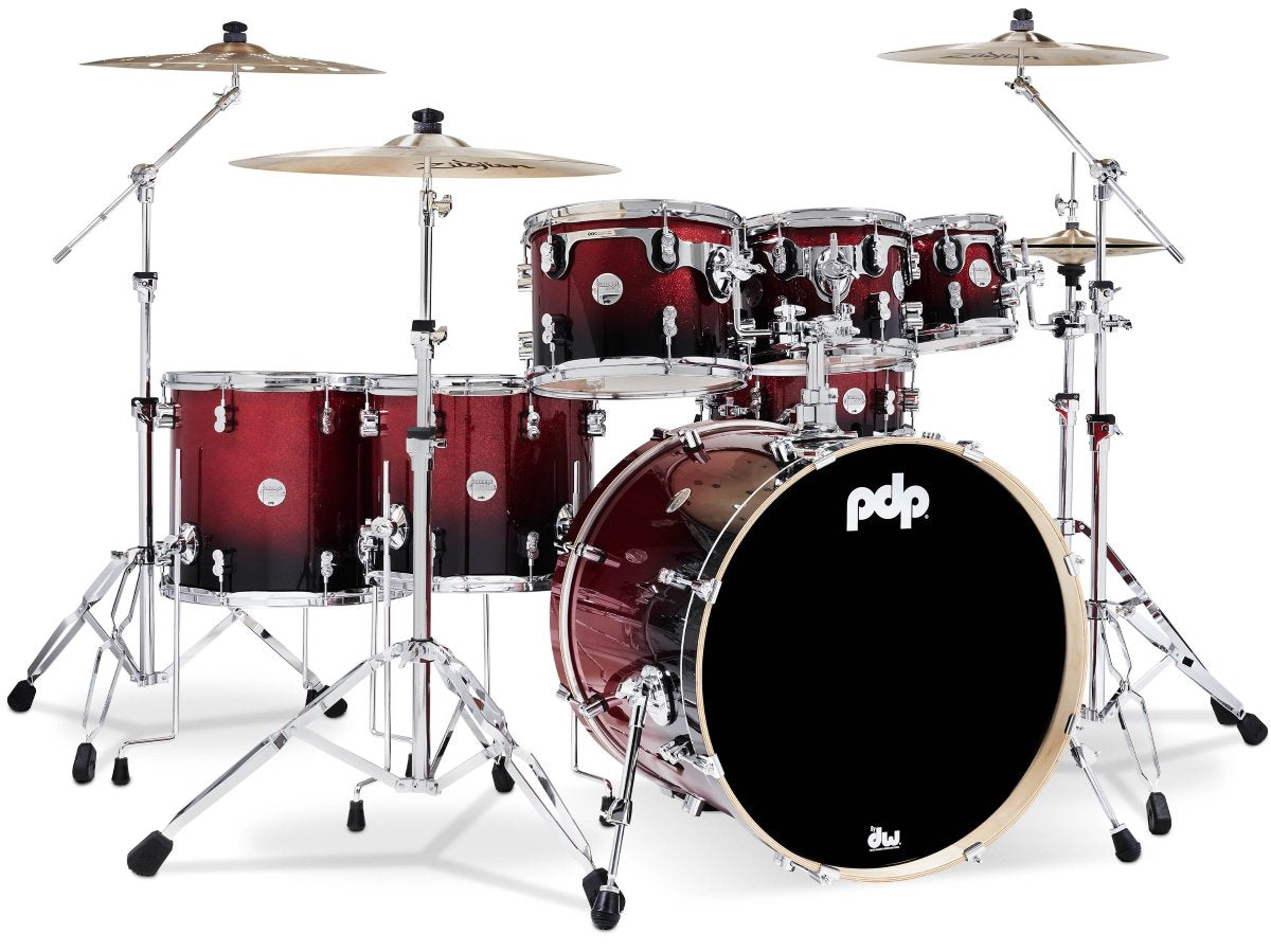 PDP Concept Maple 22 7 Piece Shell Pack in Red to Black Fade