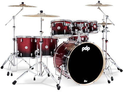 PDP Concept Maple 22 7 Piece Shell Pack in Red to Black Fade