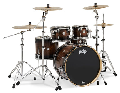 PDP Concept Maple Exotic 5 Piece Shell Pack in Walnut to Charcoal Burst