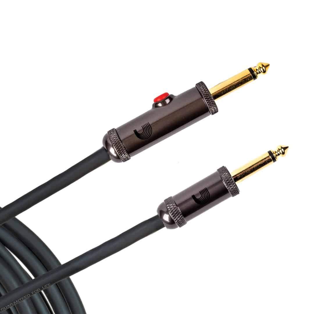 D'Addario Planet Waves 20' Circuit Breaker Straight Plug Latching Switch Instrument Cable in Black