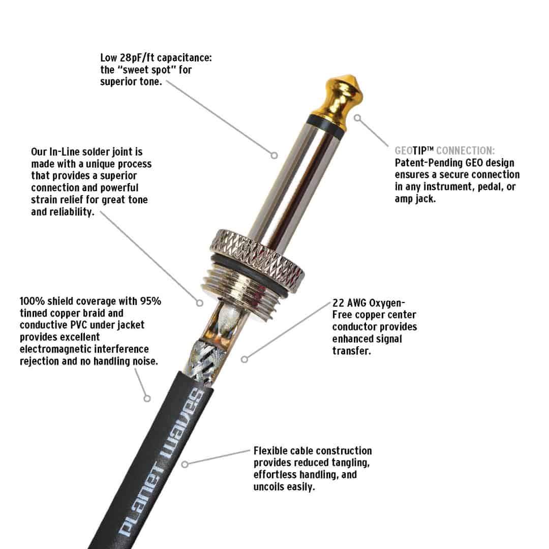 D'Addario Planet Waves 20' American Stage Instrument Cable in Black