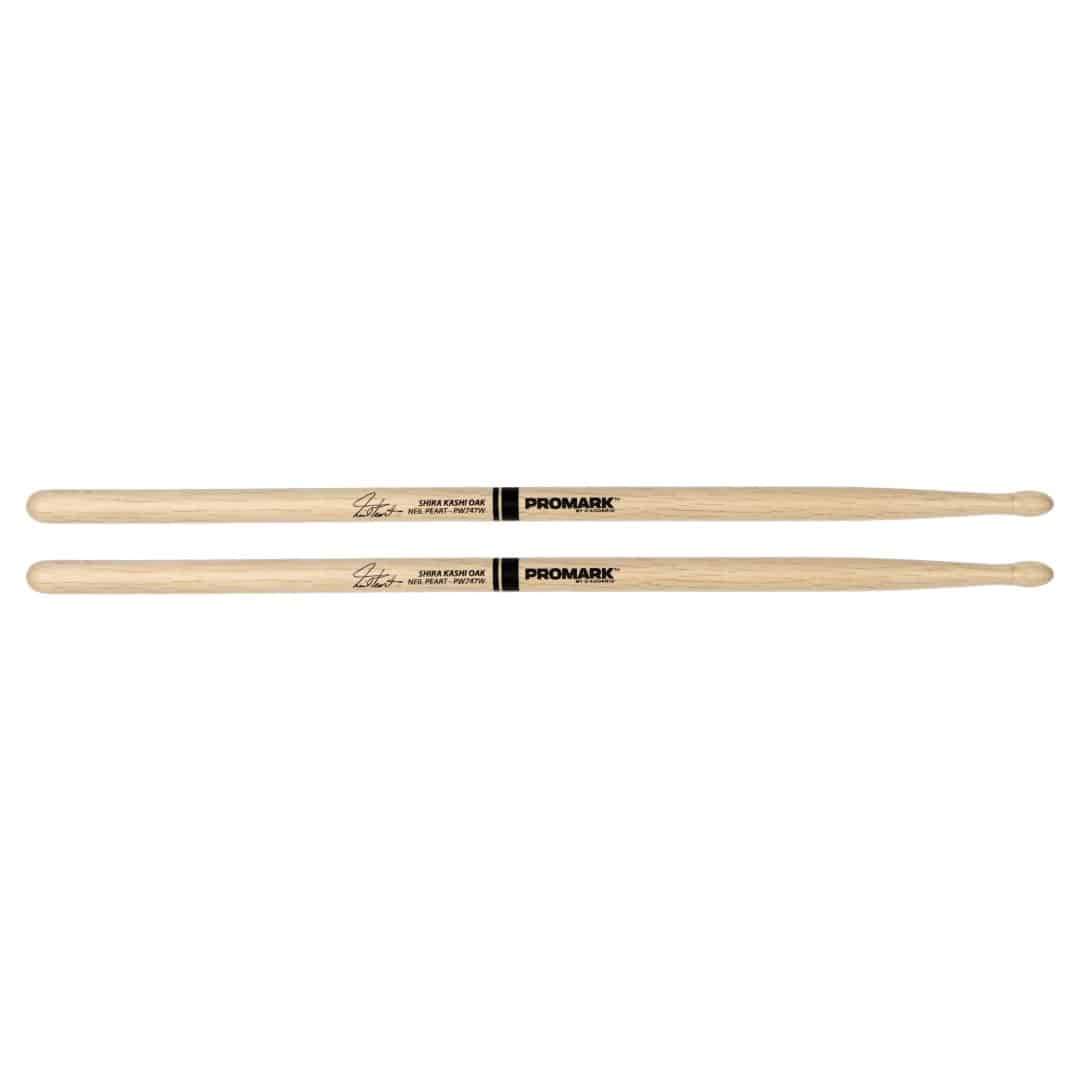 Promark PW747W Neil Peart Lacquered Shira Kashi Oak Wood Tip Drumsticks