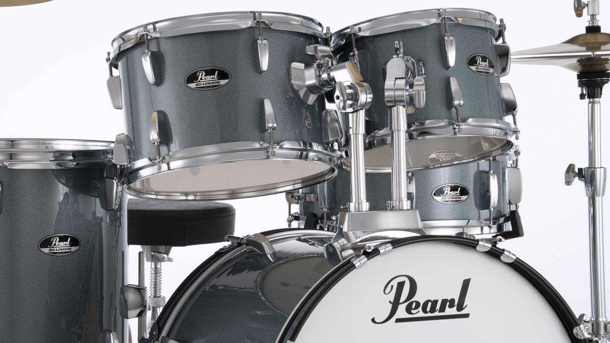 Pearl Roadshow-Plus 5-Piece Drum Kit with Cymbal Pack in Charcoal Metallic
