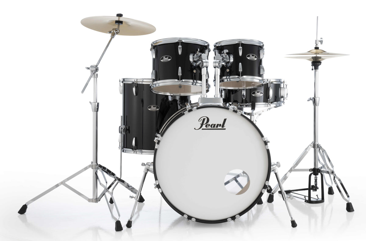Pearl Roadshow 5-Piece Fusion (22/10/12/16) Drum Kit w/Hardware & Cymbals in Jet Black