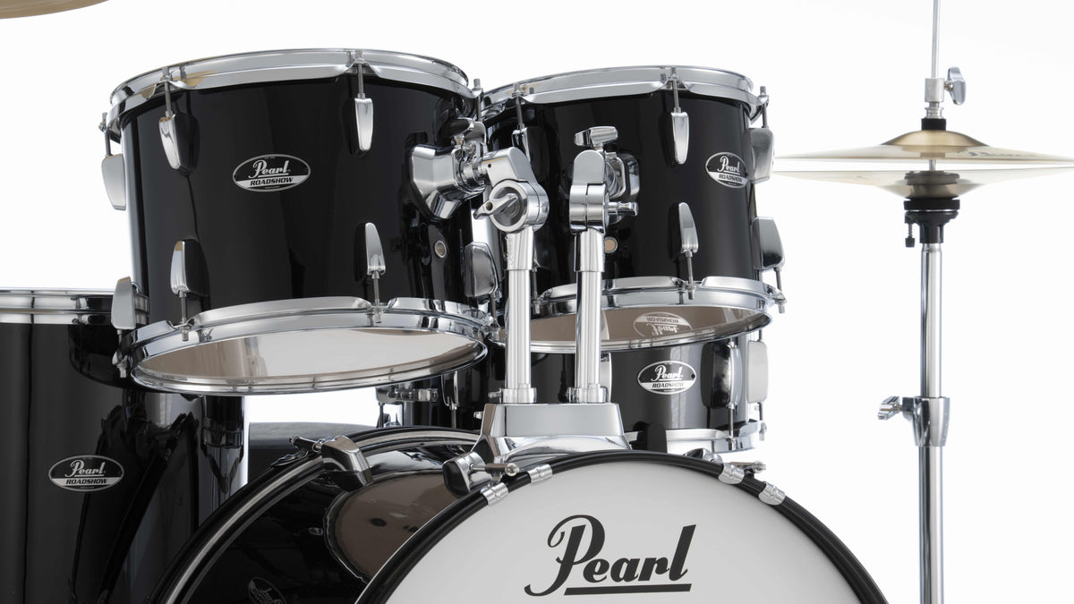 Pearl Roadshow 5-Piece Fusion (22/10/12/16) Drum Kit w/Hardware & Cymbals in Jet Black