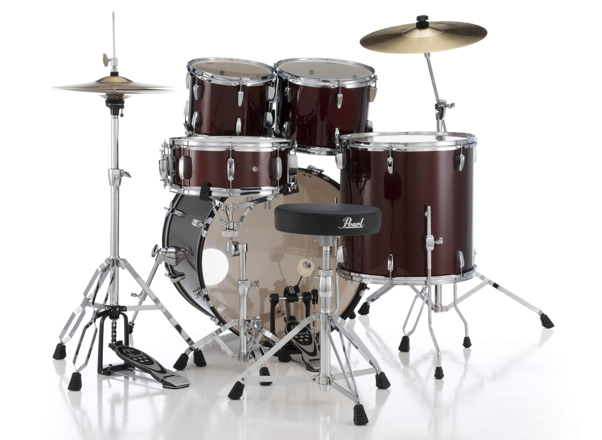 Pearl Roadshow 5-Piece Fusion (22/10/12/16) Drum Kit w/Hardware & Cymbals in Red Wine