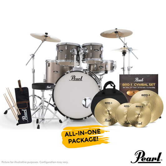 Pearl Roadshow-Plus 22" 5-Piece Drum Kit with Pearl Cymbal Pack in Bronze Metallic