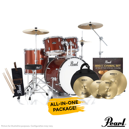 Pearl Roadshow-Plus 22" 5-Piece Drum Kit with Pearl Cymbal Pack in Burnt Orange Sparkle